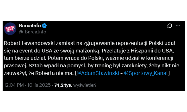 HIT! Tak sztab kadry chciał UKRYĆ NIEOBECNOŚĆ Lewego xD